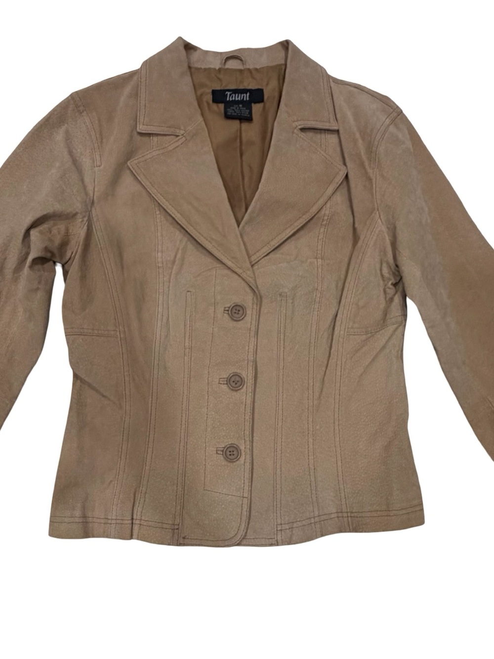 Taunt  Women's Button-Front Leather Jacket vintage 100% Real Leather